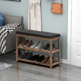 3 Tiers Shoe Storage Bench with Cushioned Seat