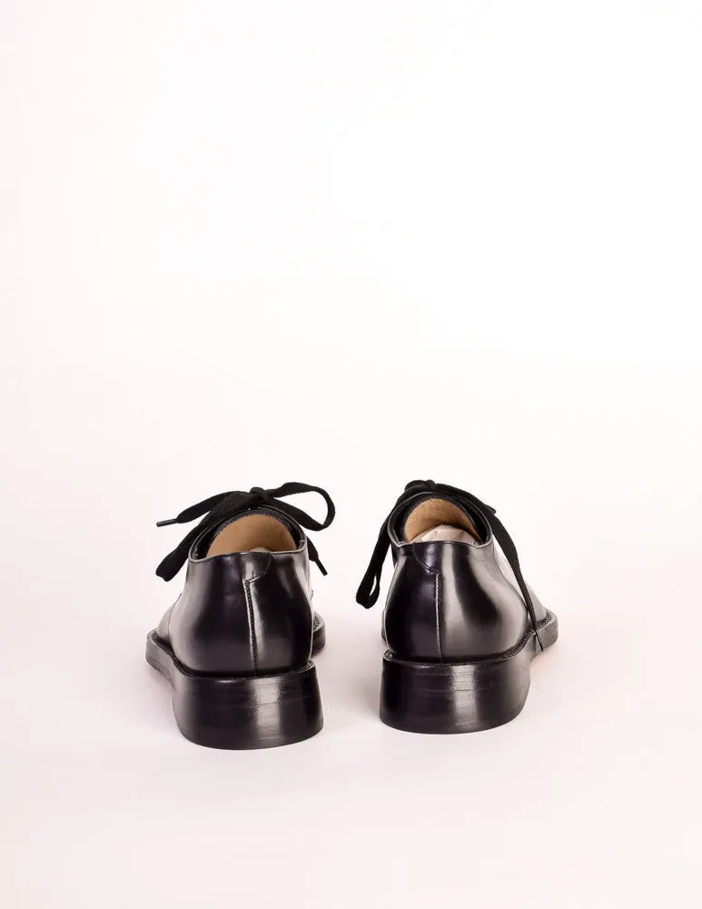 Ann Demeulemeester Vintage Smooth Black Leather Pointed Toe Oxford Shoes