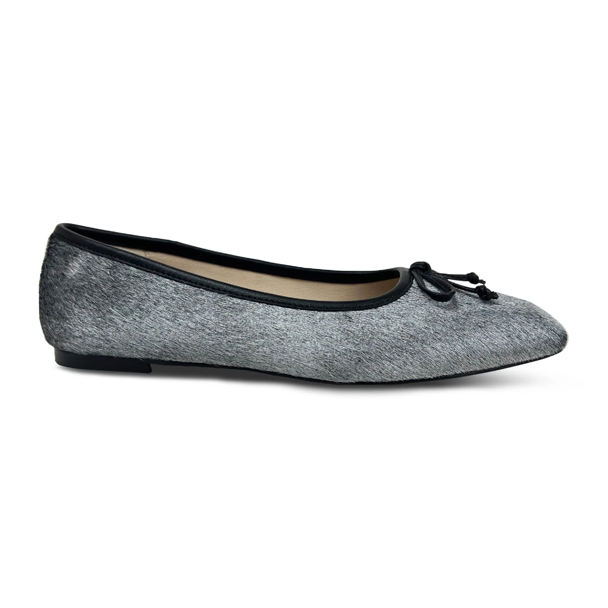 Cara Ballet Flat in Silver Calf Hair