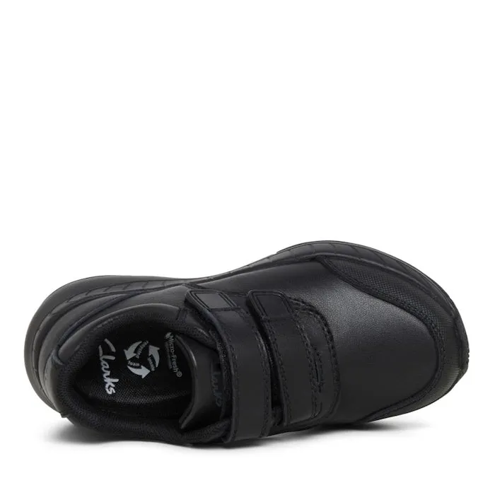 Clarks Hurry Black Leather School Shoe