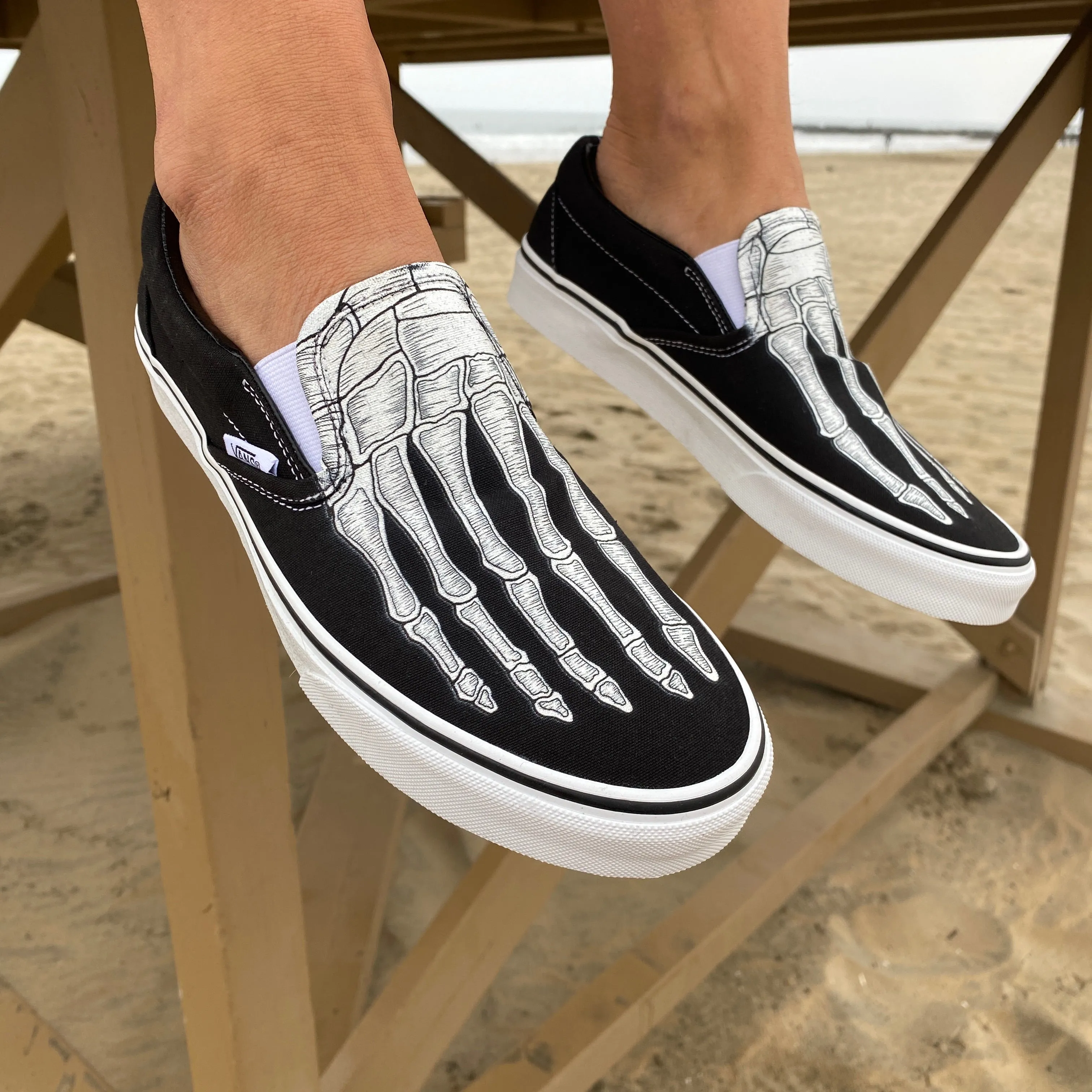 Custom Skeleton Feet X-Ray Slip Ons - Custom Vans Shoes