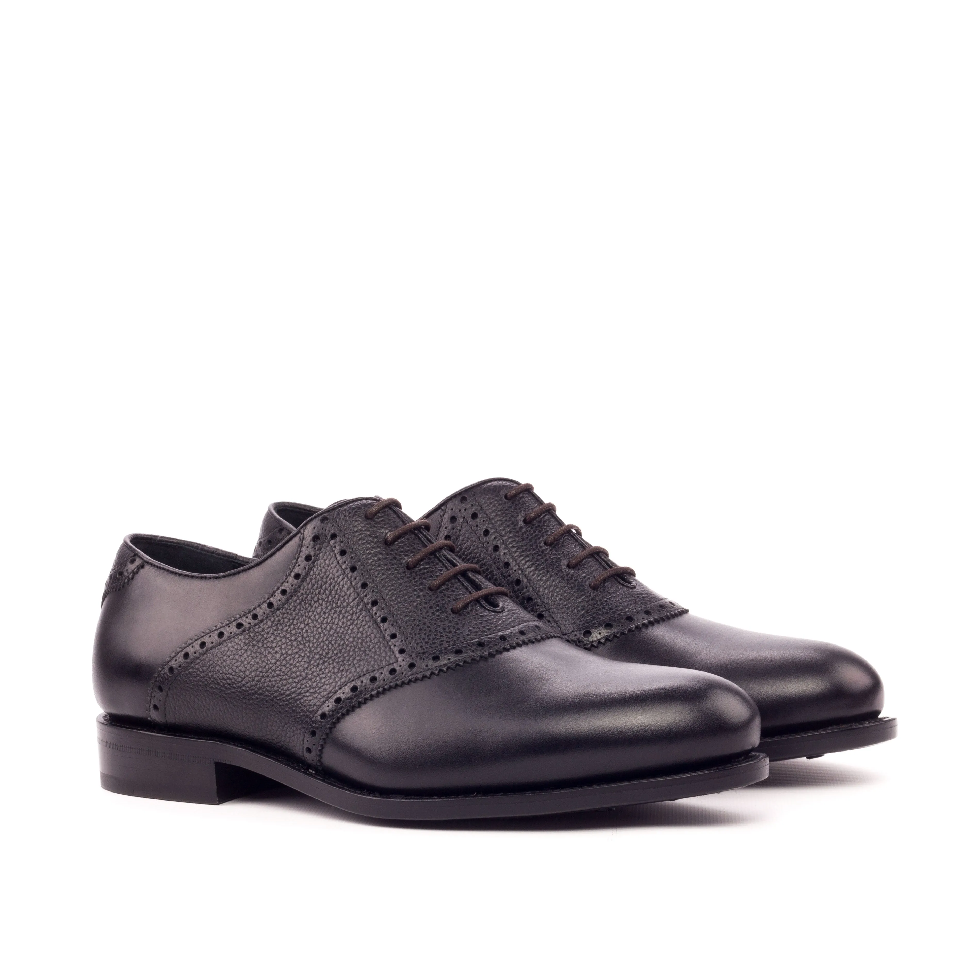 DapperFam Fabrizio in Black Men's Italian Leather & Italian Full Grain Leather Saddle