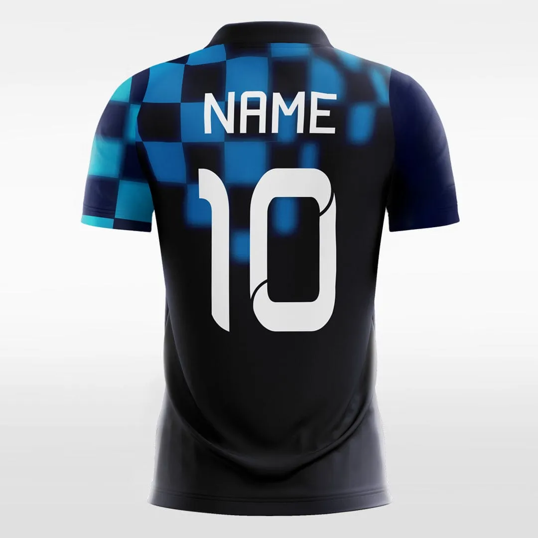 Gradient Plaid - Custom Kids Soccer Jersey Design Black Blue