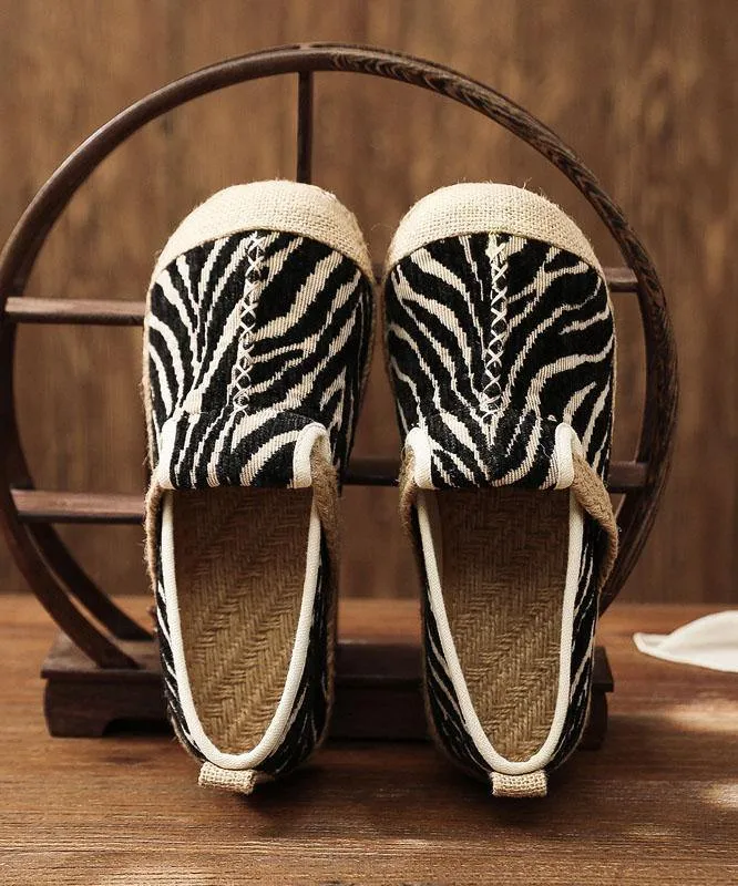 Grey Zebra pattern Cotton Fabric For Women Splicing Flat Shoes