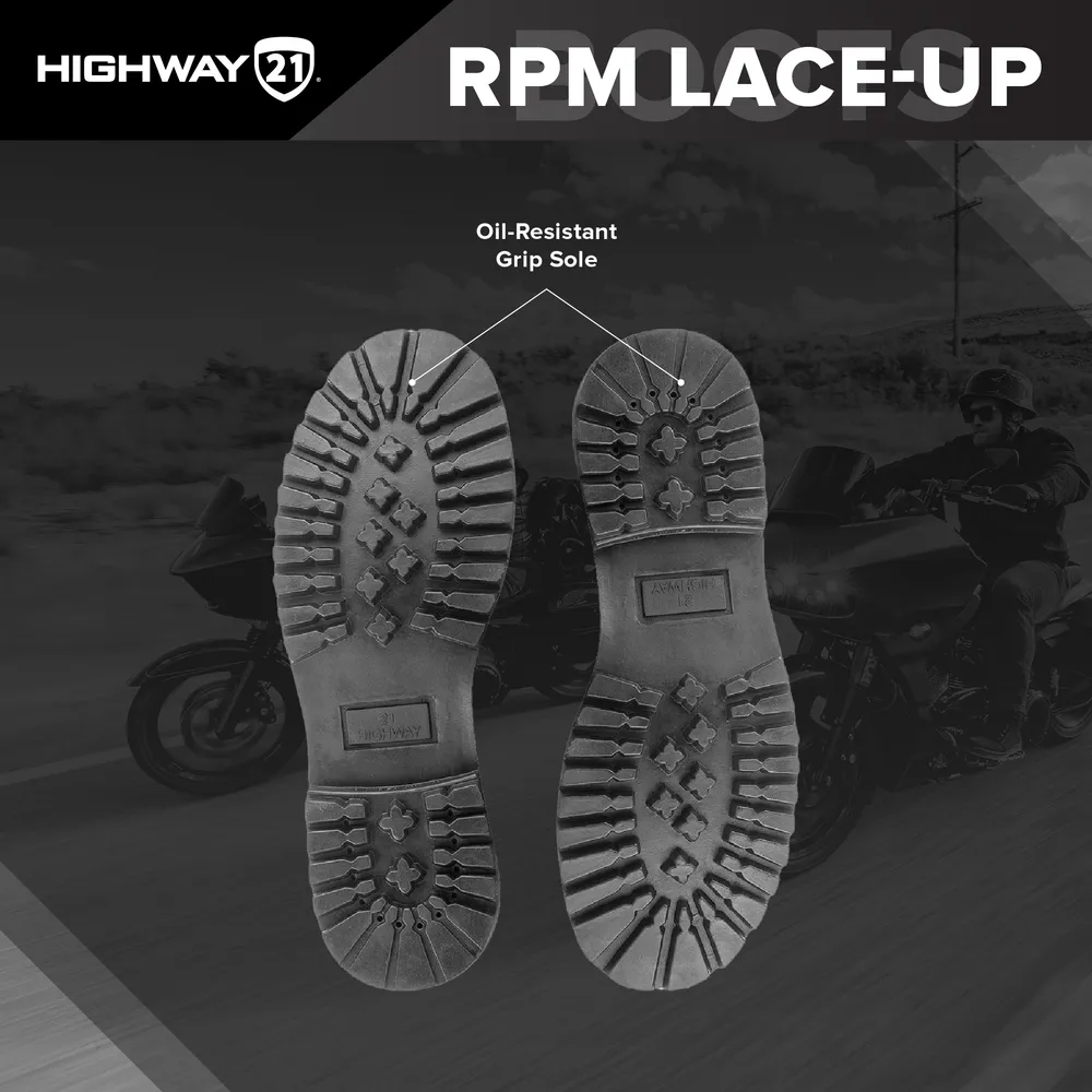 Highway 21 RPM Lace-Up Leather Motorcycle Riding Boots