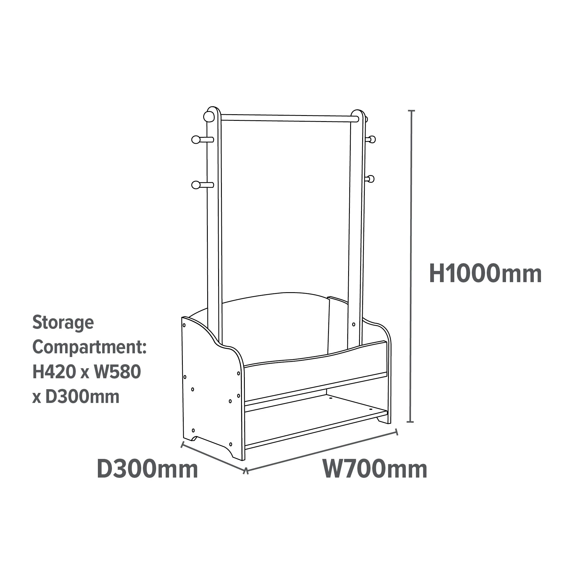 Kids Hanging Rail with Extra Storage