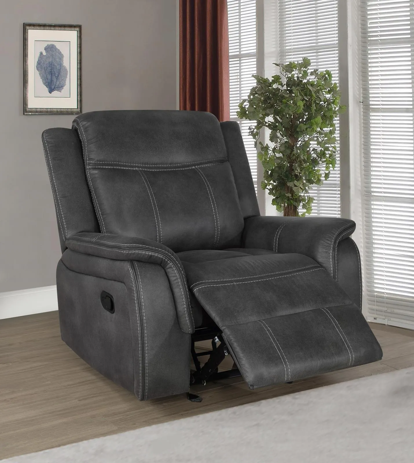 Lawrence Upholstered Tufted Back Glider Recliner