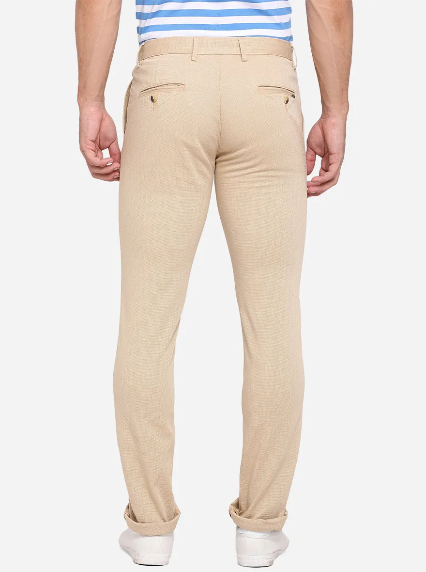 Light Khaki Solid Super Slim Fit Casual Trouser | Greenfibre