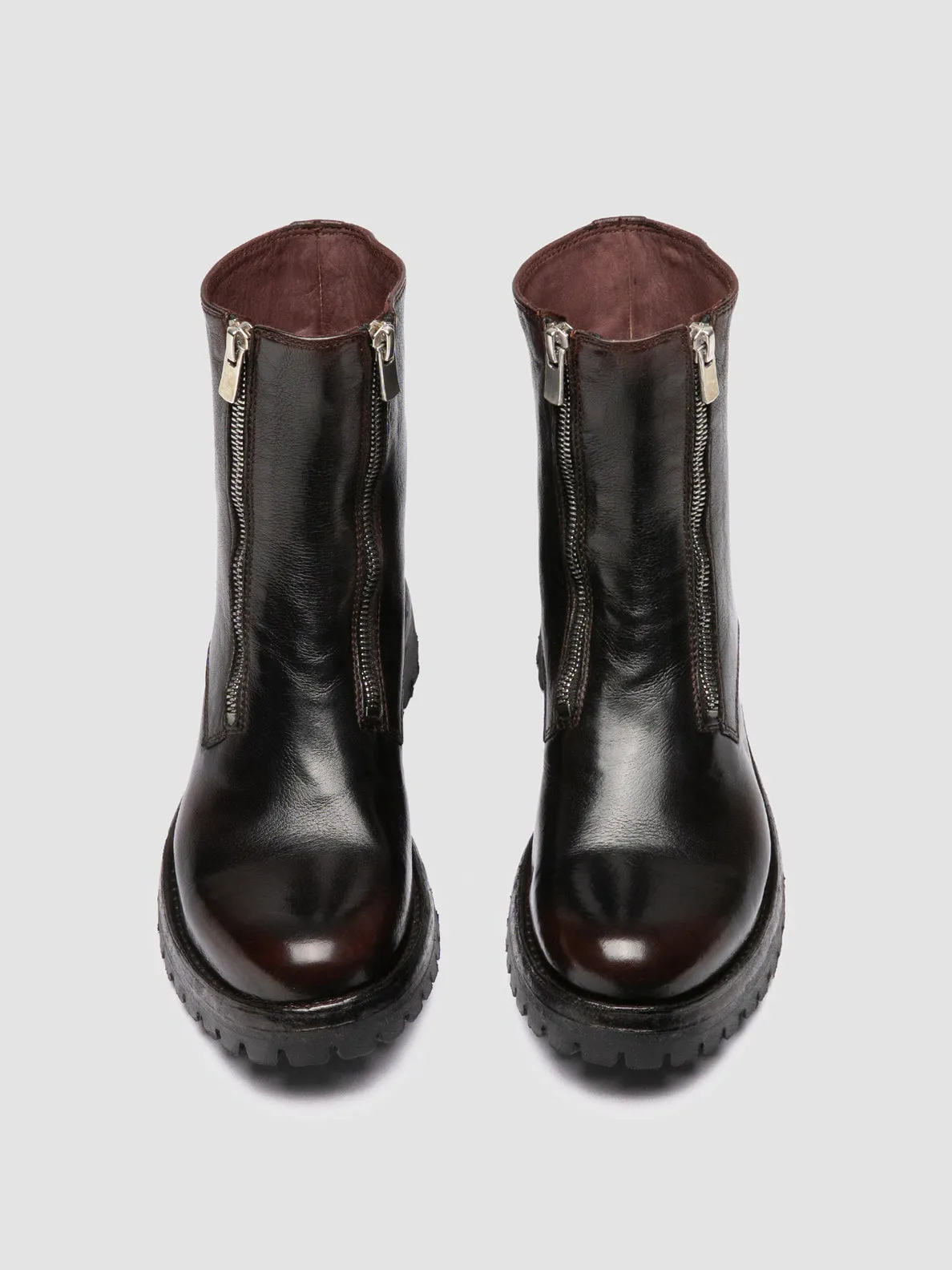 LORAINE 026 - Brown Leather Zipped Boots