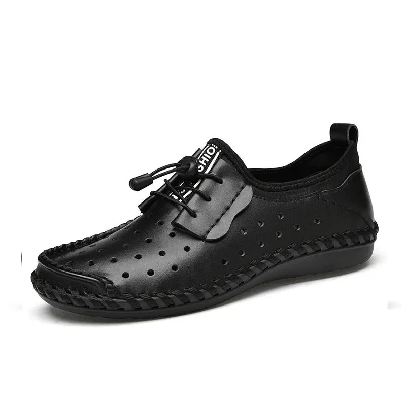 Men's Casual Shoes Summer Style Hollow Out Breathable Flats For Men Loafer Creepers Comfortable Shoes Big Plus Size 38-47