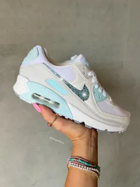 SIZE 7.5 Baby Blue Swarovski Womens Nike Air Max 90