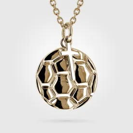 Soccer Ball Necklace With Dangle Cross | Gold