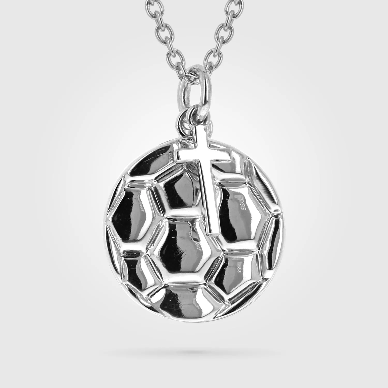 Soccer Ball Necklace With Dangle Cross | Gold