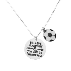 Soccer Necklace - Believe In Yourself and You Will Be Unstoppable