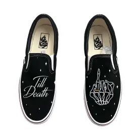 Till Death Ring Finger Custom Wedding Vans Slip On Shoes for Men and Women