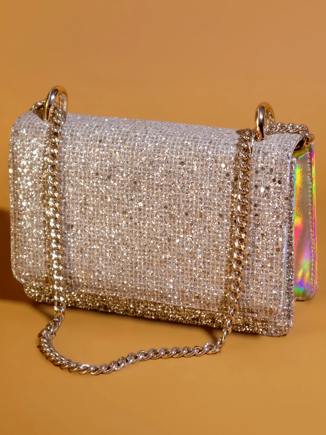 Women Gold Fancy Embellished Box Clutch