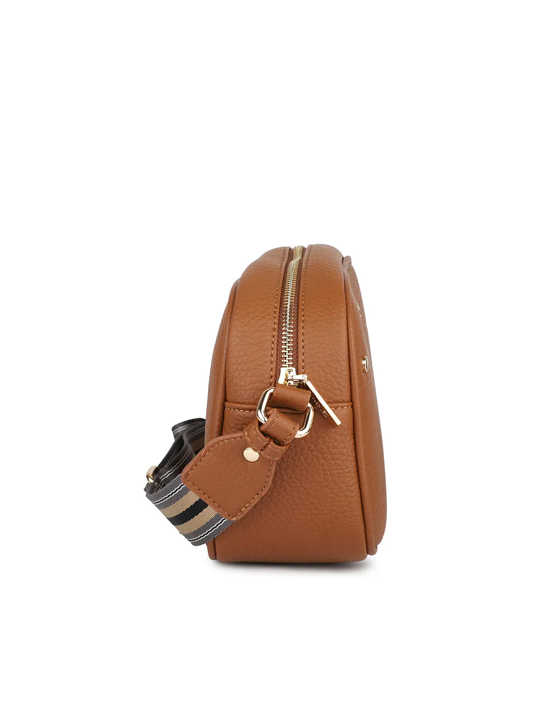 Women Tan Structured Sling Bag